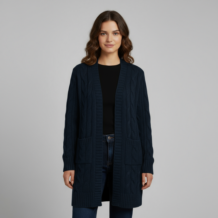 Cardigan Femme Long à Capuche | Maille Côtelée
