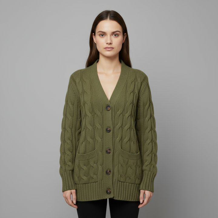 Cardigan Femme Maille Torsadée Boutonné