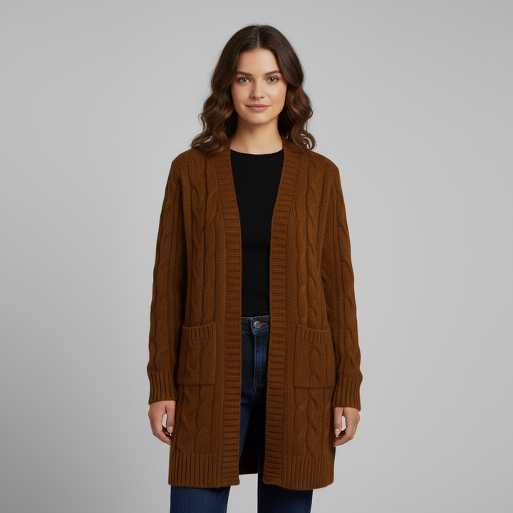 Cardigan Femme Long à Capuche | Maille Côtelée