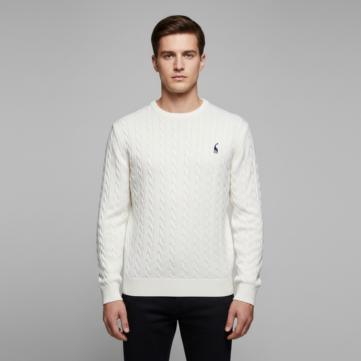 Pull Homme Col Rond Torsadé Coton Mélangé