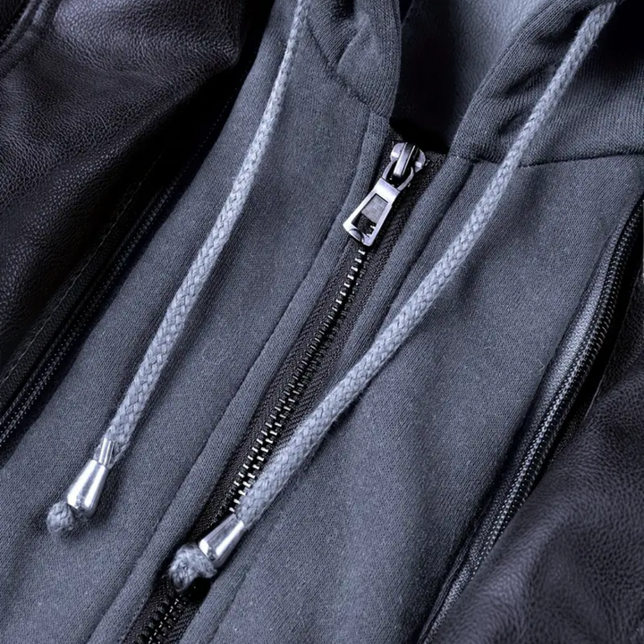 Veste Motard Homme Cuir à Capuche