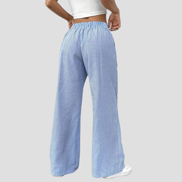 Pantalon Large Femme Rayé | Taille à Cordon
