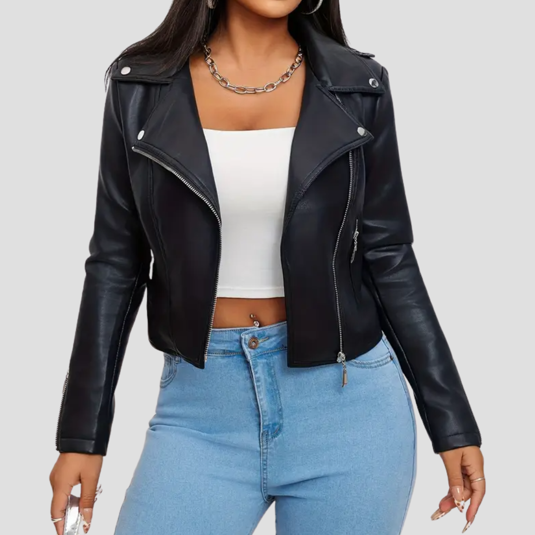 Veste Biker Femme Zippée | Col à Revers