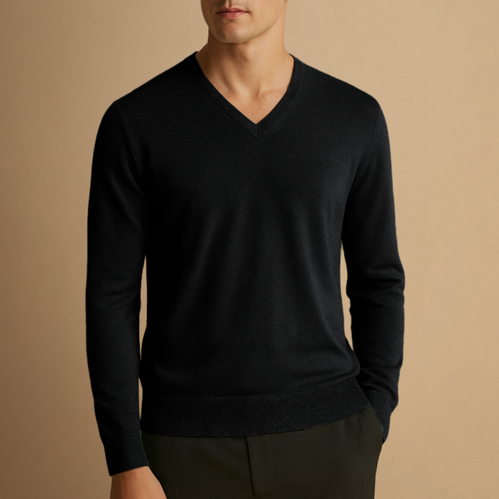 Pull Homme Col V Laine