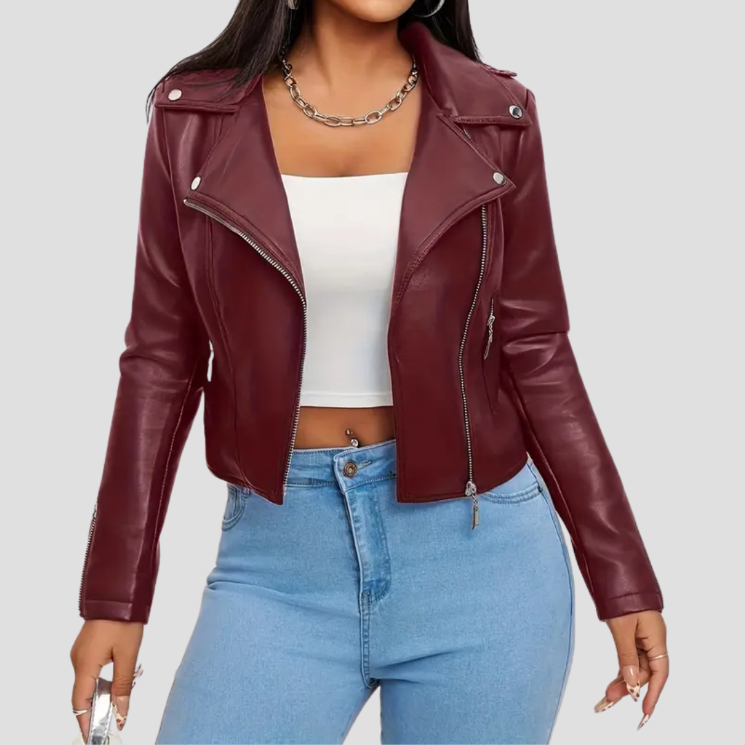Veste Biker Femme Zippée | Col à Revers