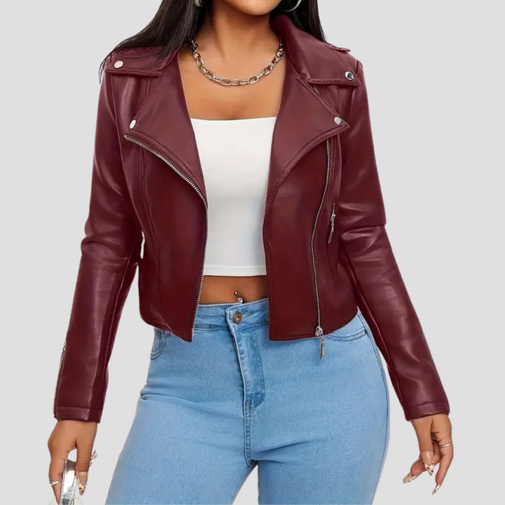 Veste Biker Femme Zippée | Col à Revers