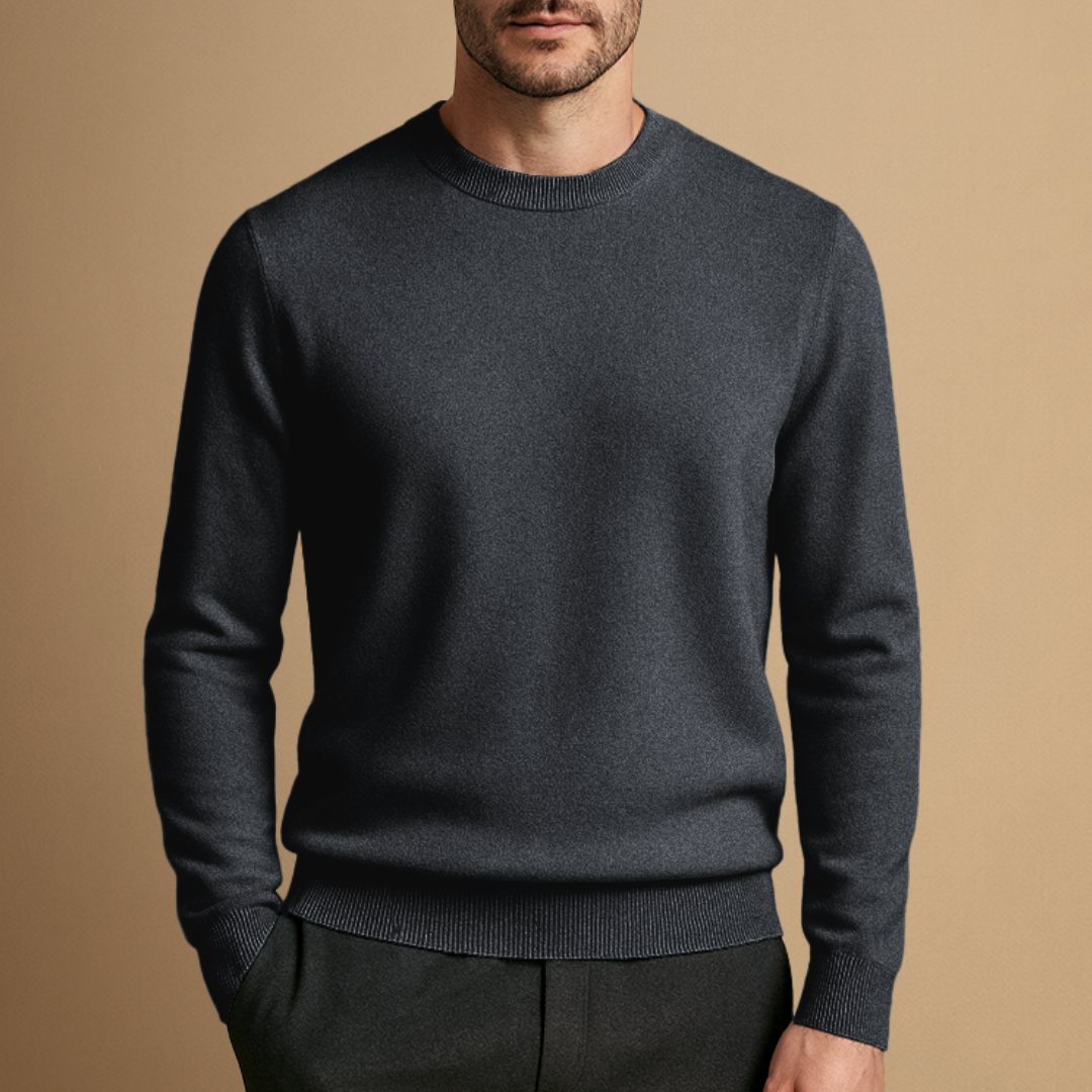 Pull Homme Col Rond Laine Mélangée