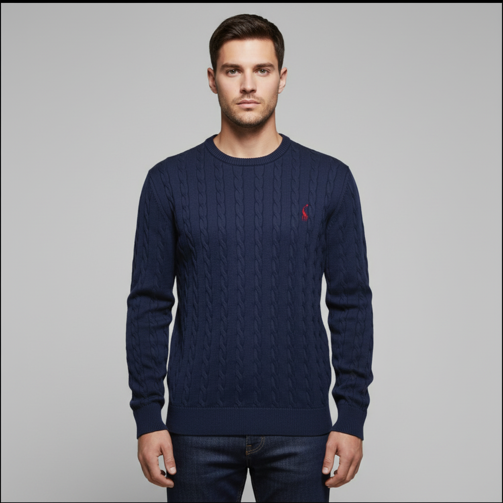 Pull Homme Col Rond Torsadé Coton Mélangé
