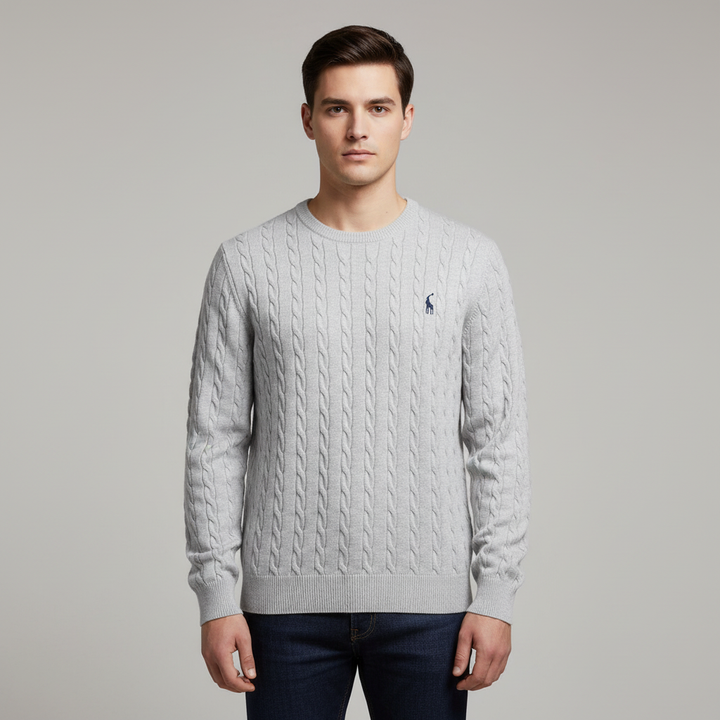Pull Homme Col Rond Torsadé Coton Mélangé