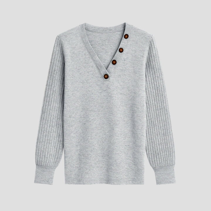 Pull Femme Col V Maille Côtelée