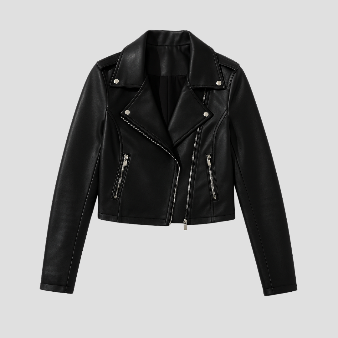 Veste Biker Femme Zippée | Col à Revers