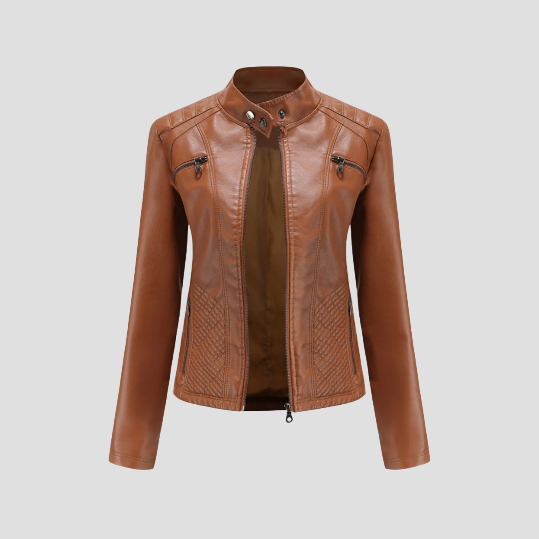 Veste Femme Cuir Cintrée Zippée
