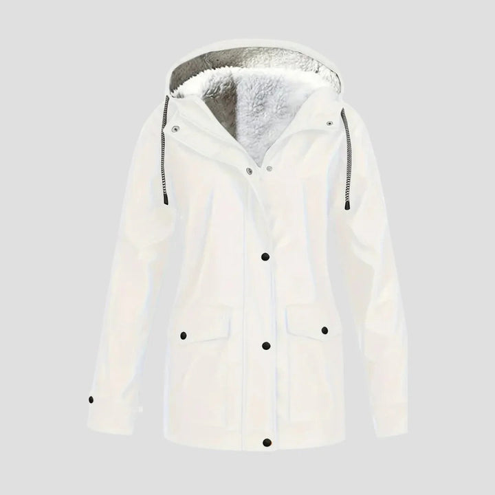 Veste Femme Coupe-Vent Doublée Polaire à Capuche