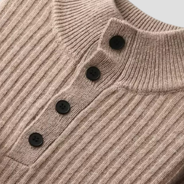 Pull Henley Homme Laine Mérinos Côtelé