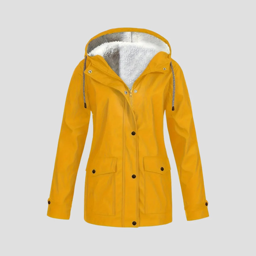 Veste Femme Coupe-Vent Doublée Polaire à Capuche