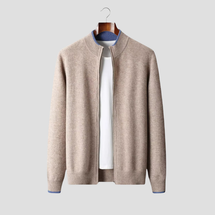 Cardigan Homme Zippé Laine Mérinos | Col Montant