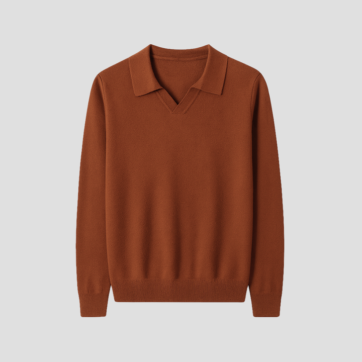 Pull Homme Col Ouvert Maille Côtelée