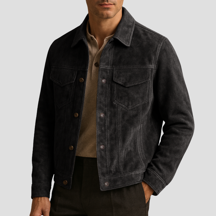 Veste Homme Suédée Boutonnée