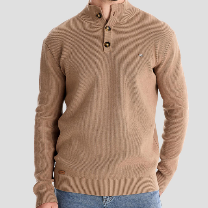 Pull Henley Homme Coton Mélangé