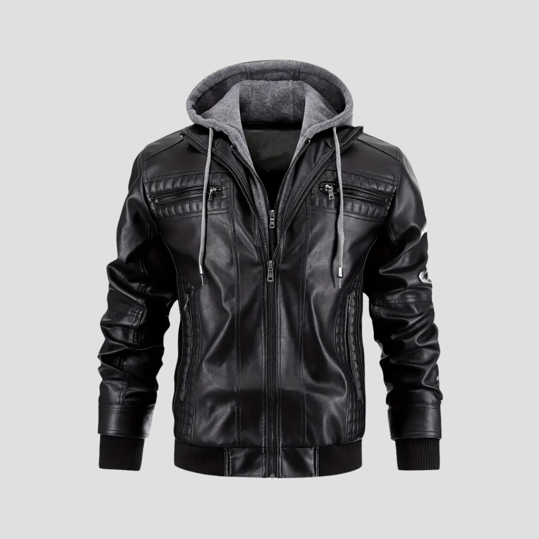 Veste Motard Homme Cuir à Capuche