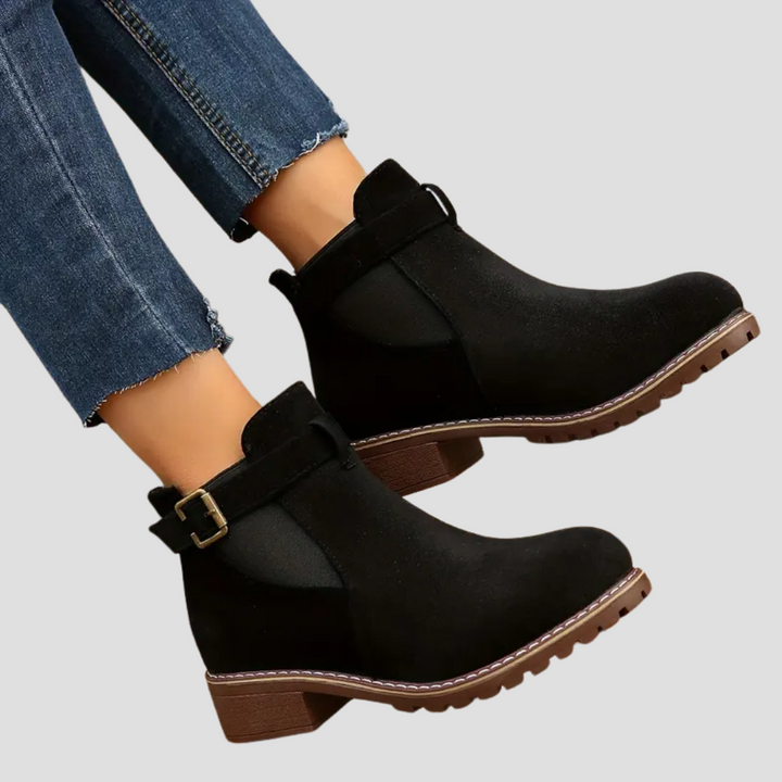 Bottines femme à boucle talon bas