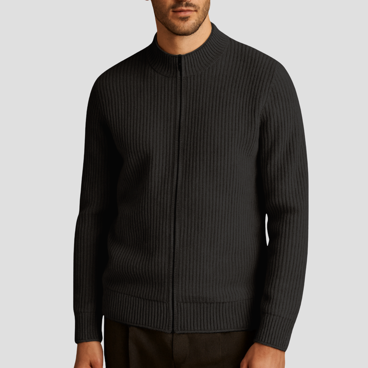 Cardigan Homme Zippé Côtelé