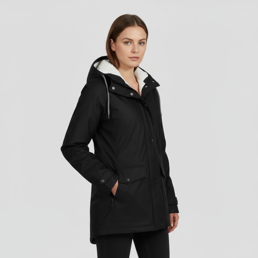 Veste Femme Coupe-Vent Doublée Polaire à Capuche