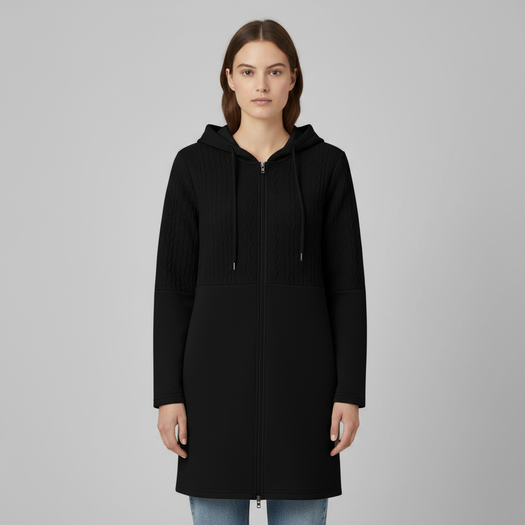 Cardigan Femme à Capuche Zippé | Maille Texturée