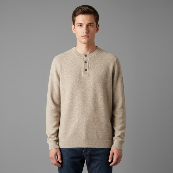 Pull Henley Homme en Cachemire