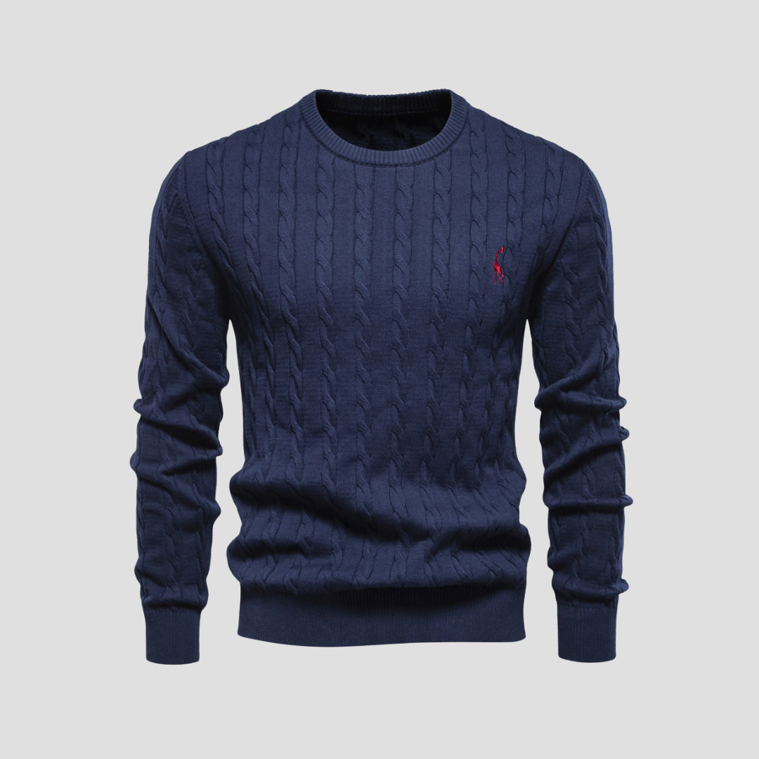 Pull Homme Col Rond Torsadé Coton Mélangé