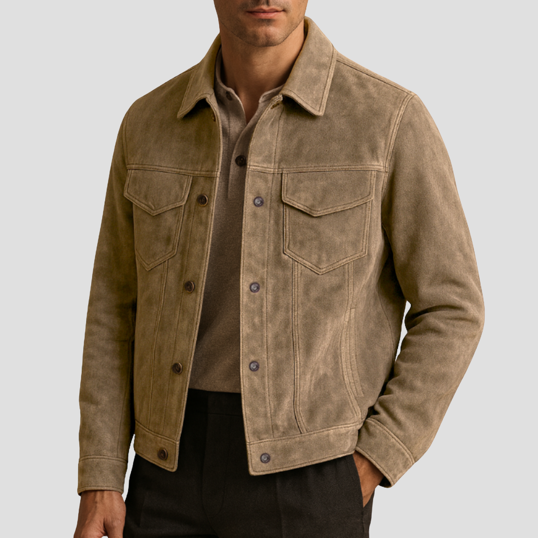 Veste Homme Suédée Boutonnée