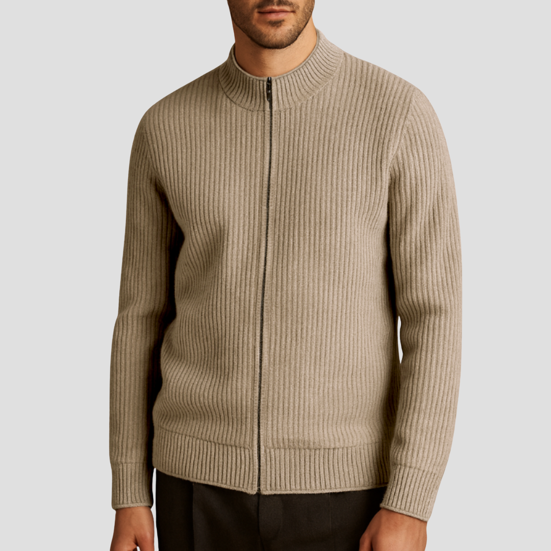 Cardigan Homme Zippé Côtelé