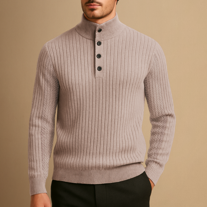 Pull Henley Homme Laine Mérinos Côtelé