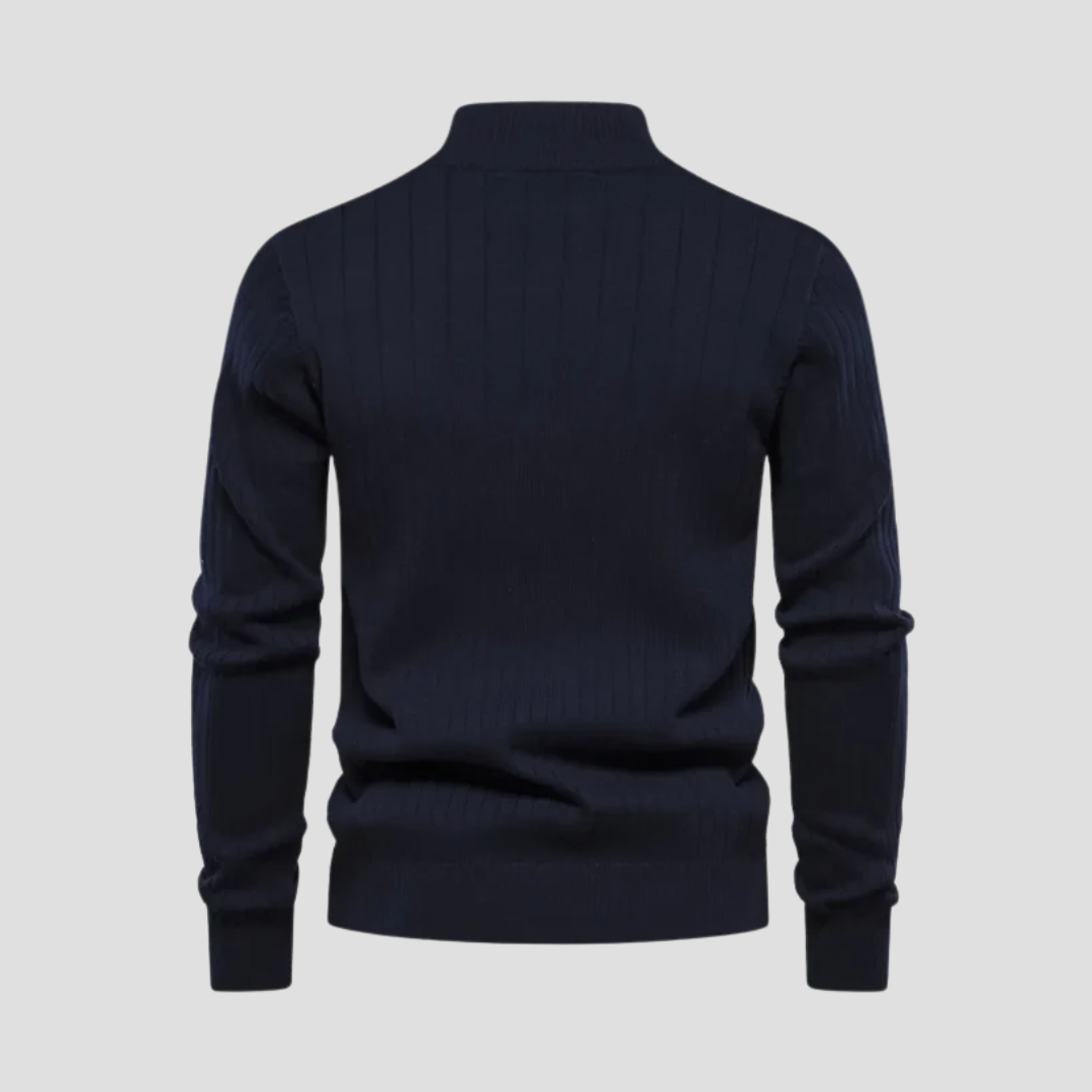 Pull Homme Demi-Zip Maille Côtelée