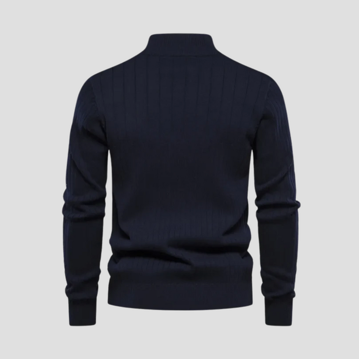 Pull Homme Demi-Zip Maille Côtelée