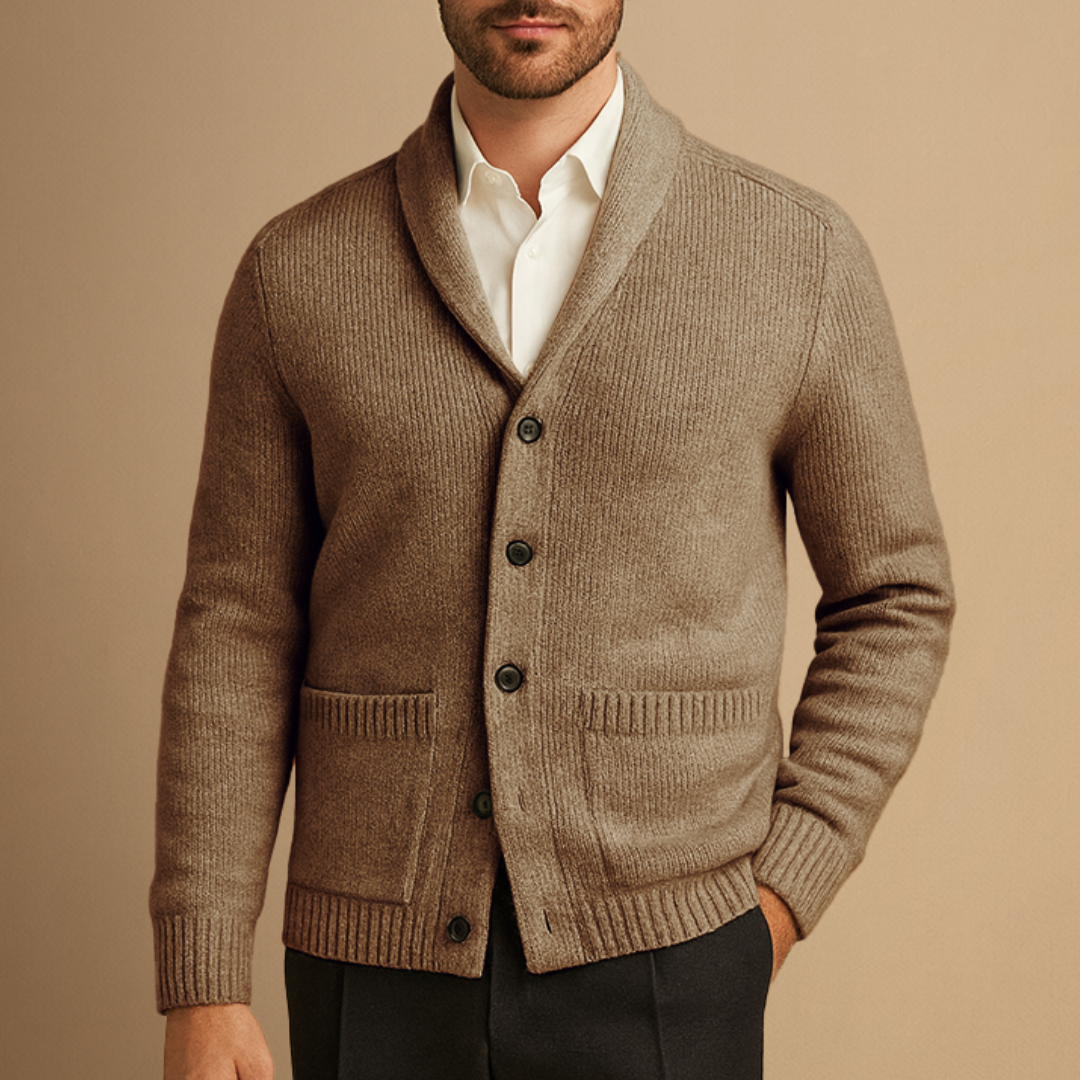 Cardigan Homme Col Châle Boutonné