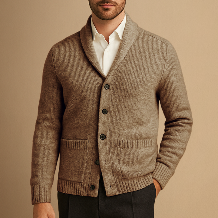 Cardigan Homme Col Châle Boutonné