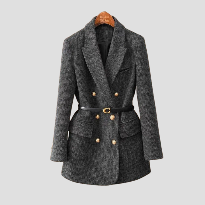 Manteau Femme Tweed Chevrons | Double Boutonnage