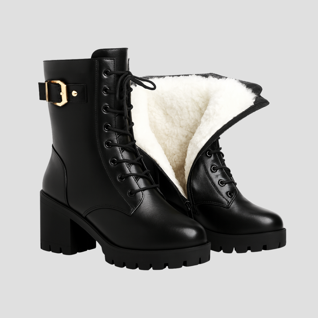 Bottines de combat femme similicuir à lacets