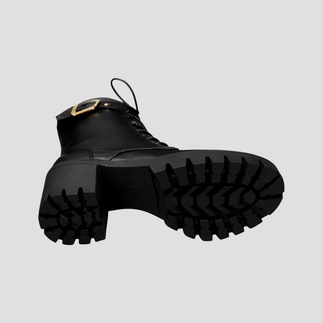 Bottines de combat femme similicuir à lacets