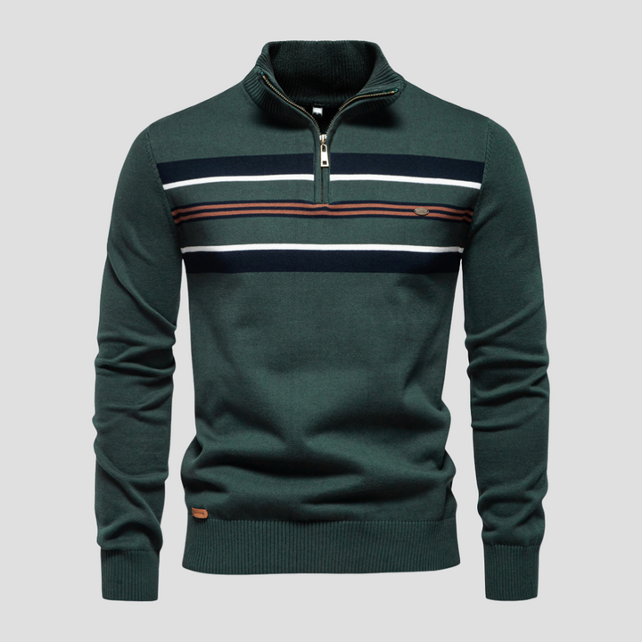 Pull Homme Demi-Zip Rayé
