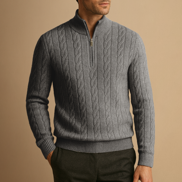 Pull Homme Demi-Zip Torsadé