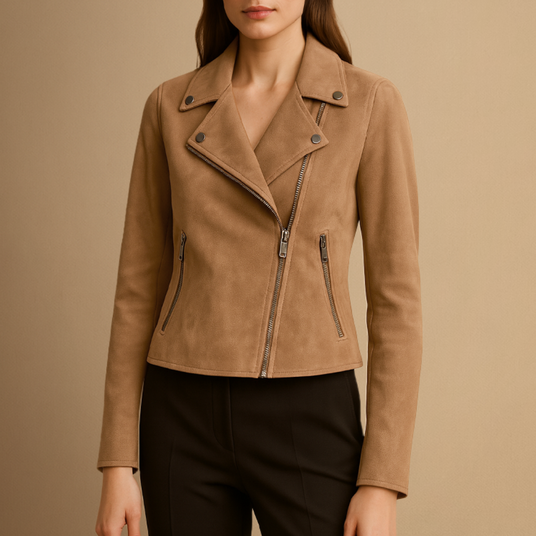 Veste Biker Femme Zip Asymétrique