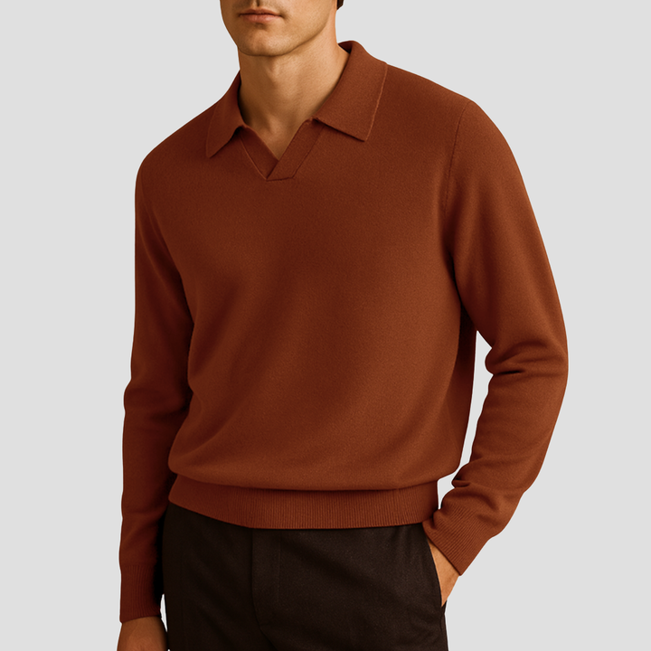 Pull Homme Col Ouvert Maille Côtelée