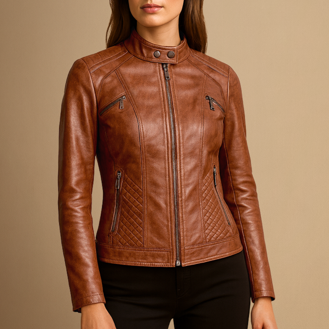 Veste Femme Cuir Cintrée Zippée