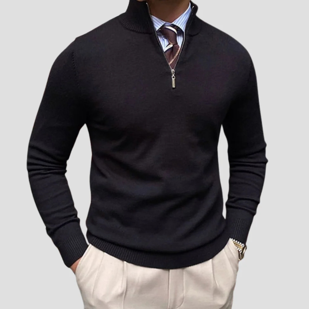 Pull Homme Demi-Zip Col Montant Slim
