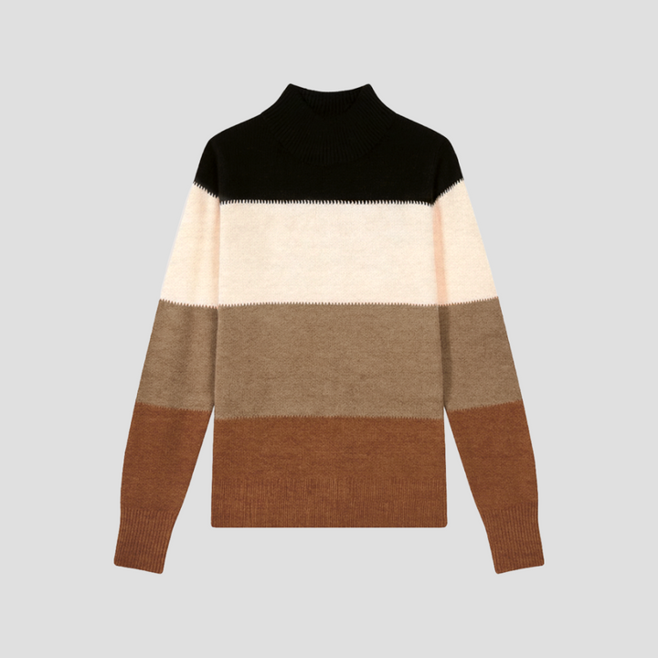 Pull Femme Bicolore Col Montant
