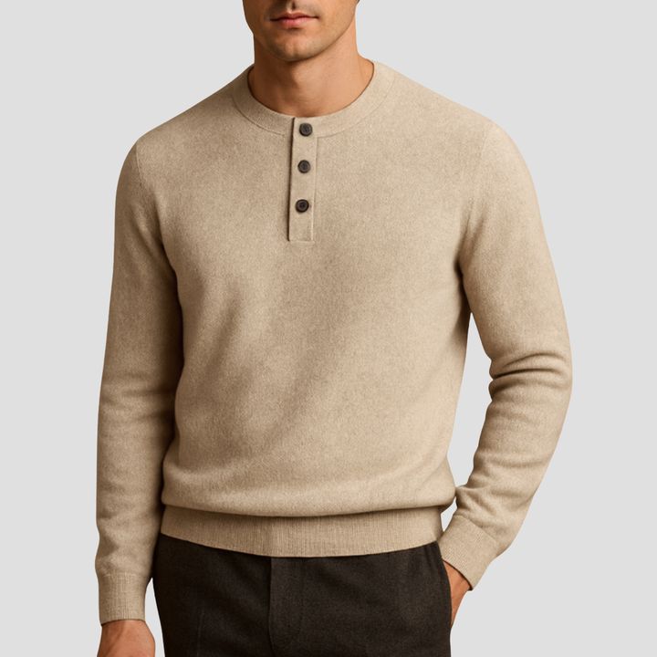 Pull Henley Homme en Cachemire