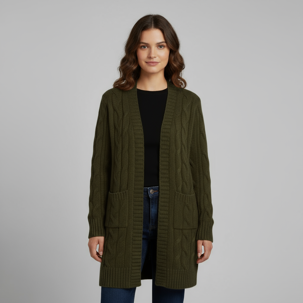 Cardigan Femme Long à Capuche | Maille Côtelée
