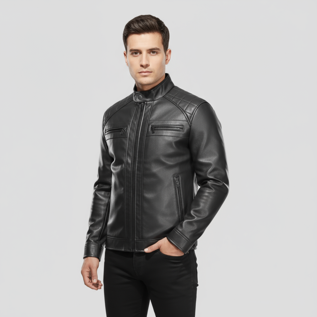Veste Motard Homme Zippée Rétro